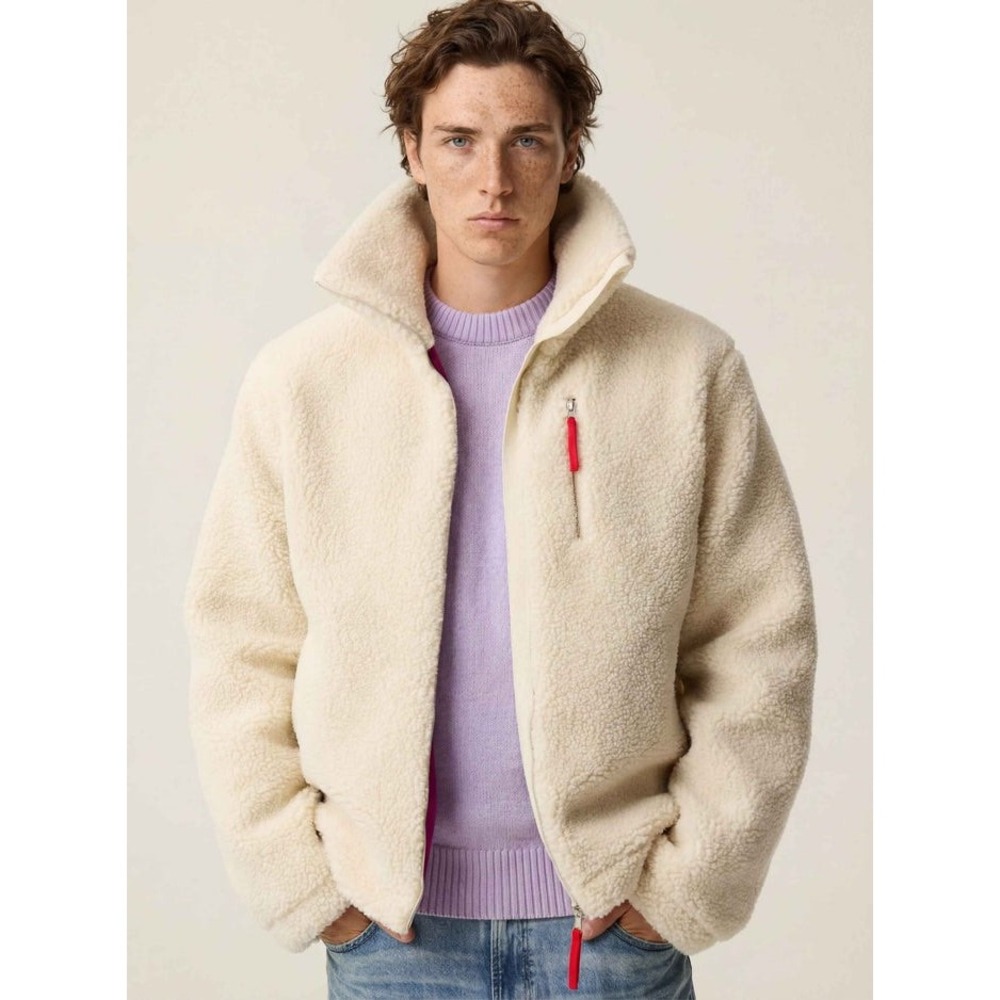 Sheep Inc. The Fleece Zip‎ Through Raw White Merino Wool Jacket XL $525 coat